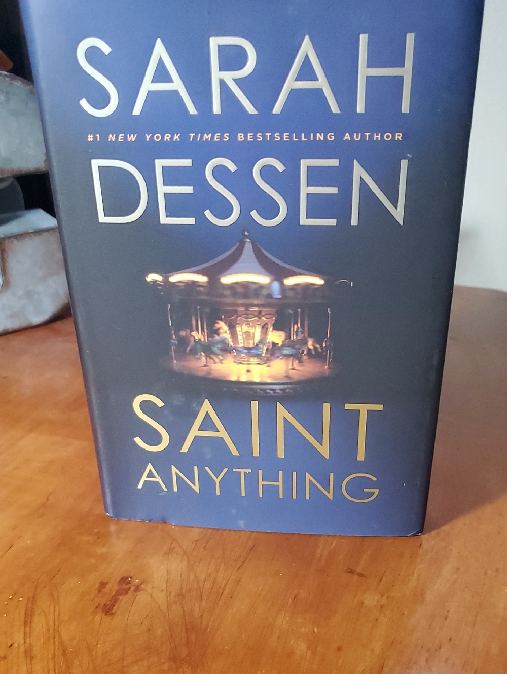 Sarah Dessen "Saint Anything" Hardcover Book - Navy & Gold